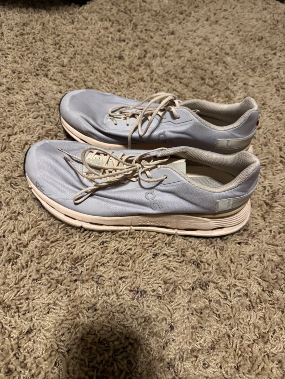On Running Women's Light Gray and Cream Athletic Sneakers